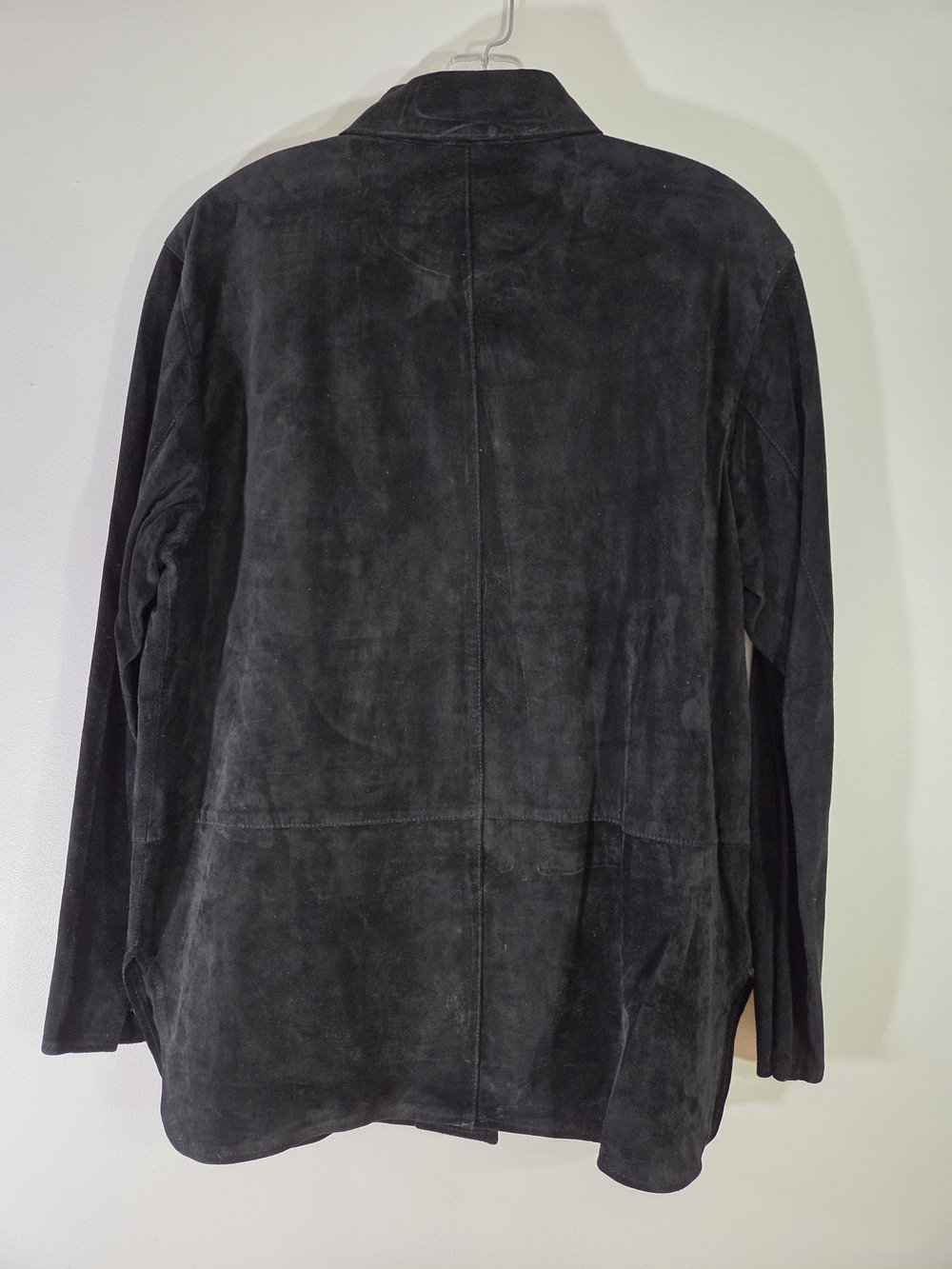 Black Suede Button-Front Lined Shirt Jacket Womens Vintage - Picture 2 of 6